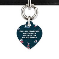 Bailey And Bone Pet Tag Navy Blue Boats Pet Tag