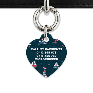 Bailey And Bone Pet Tag Navy Blue Boats Pet Tag