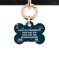 Bailey And Bone Pet Tag Navy Blue Boats Pet Tag