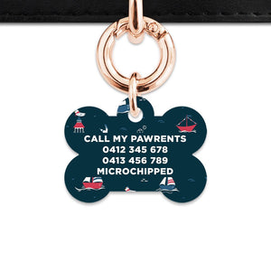 Bailey And Bone Pet Tag Navy Blue Boats Pet Tag