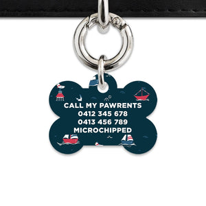 Bailey And Bone Pet Tag Navy Blue Boats Pet Tag