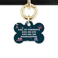 Bailey And Bone Pet Tag Navy Blue Boats Pet Tag