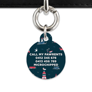 Bailey And Bone Pet Tag Navy Blue Boats Pet Tag