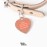 Bailey And Bone Pet Tag Orange Boho Flowers Pet Tag
