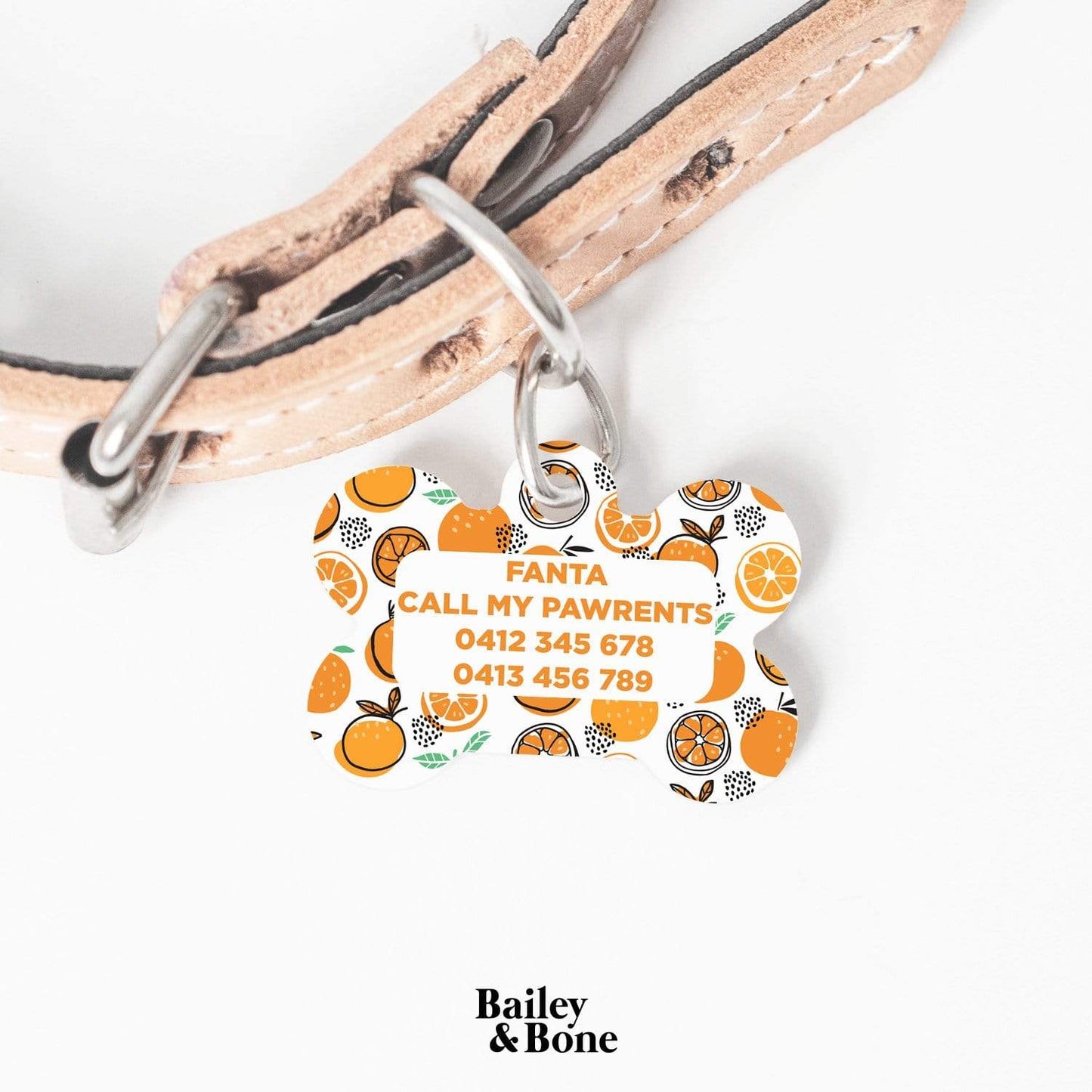 Bailey And Bone Pet Tag Oranges Pattern Pet Tag