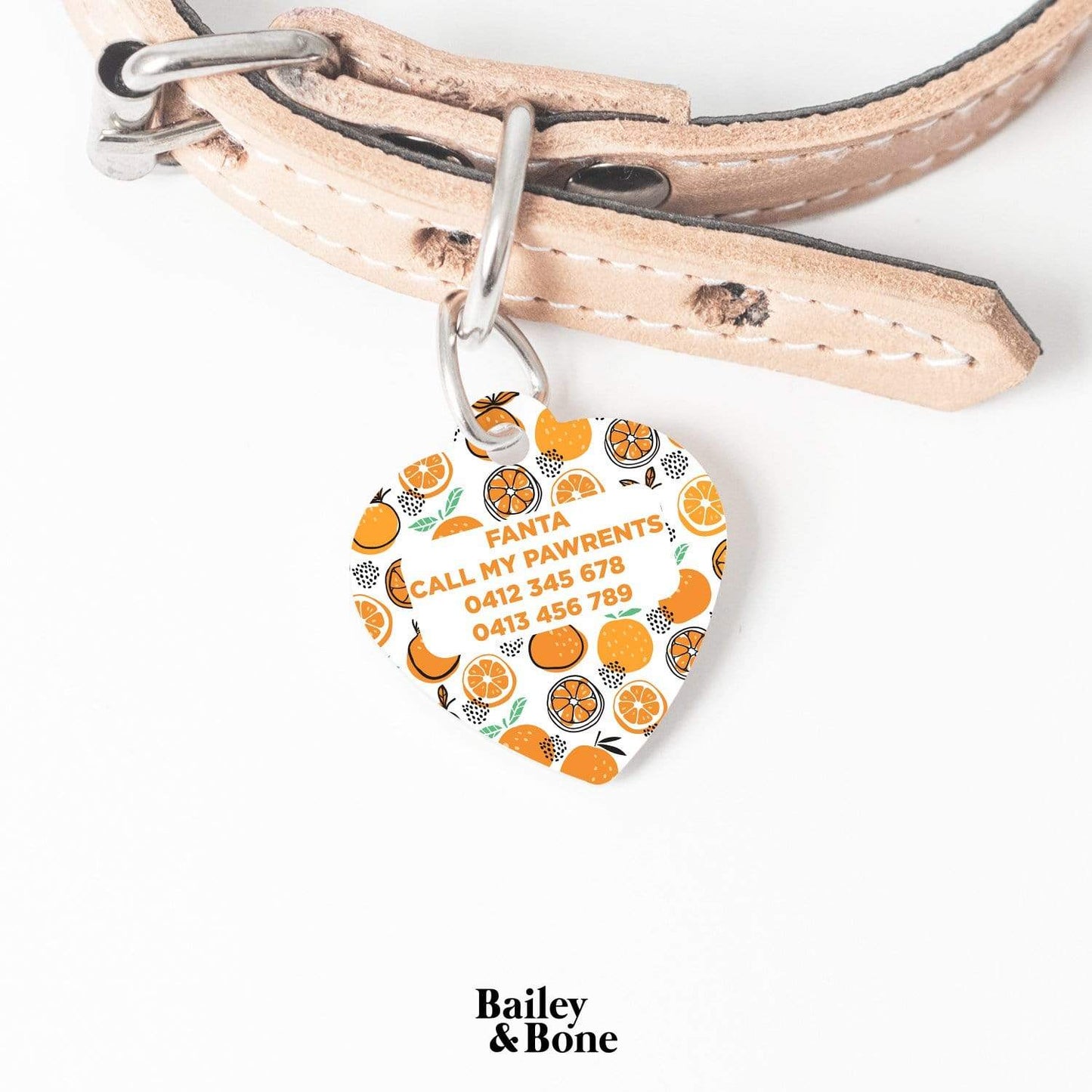 Bailey And Bone Pet Tag Oranges Pattern Pet Tag