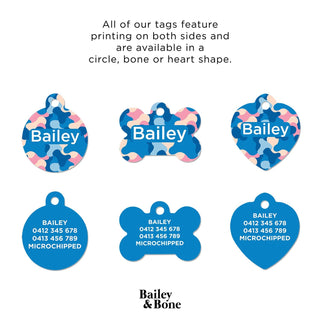 Bailey And Bone Pet Tag Pastel Blue Camo Pattern Pet Tag