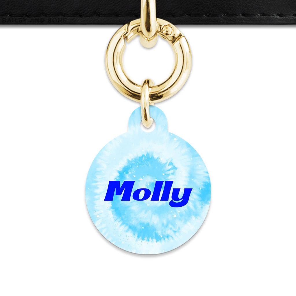 Bailey And Bone Pet Tag Pastel Blue Tie Dye Pet Tag