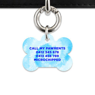 Bailey And Bone Pet Tag Pastel Blue Tie Dye Pet Tag