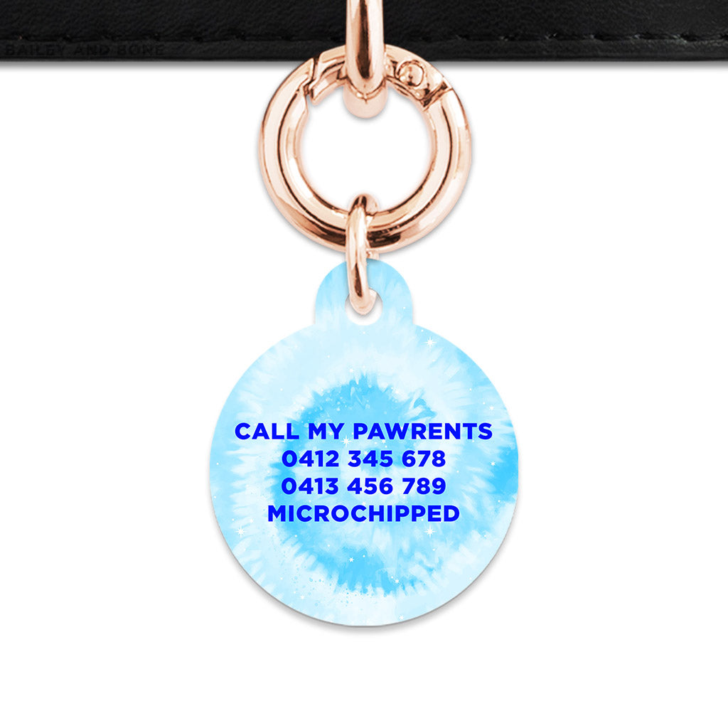 Bailey And Bone Pet Tag Pastel Blue Tie Dye Pet Tag