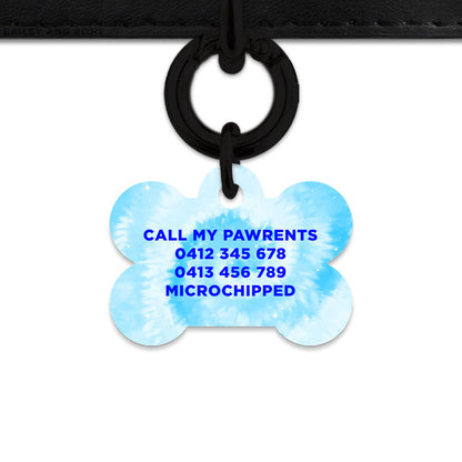 Bailey And Bone Pet Tag Pastel Blue Tie Dye Pet Tag