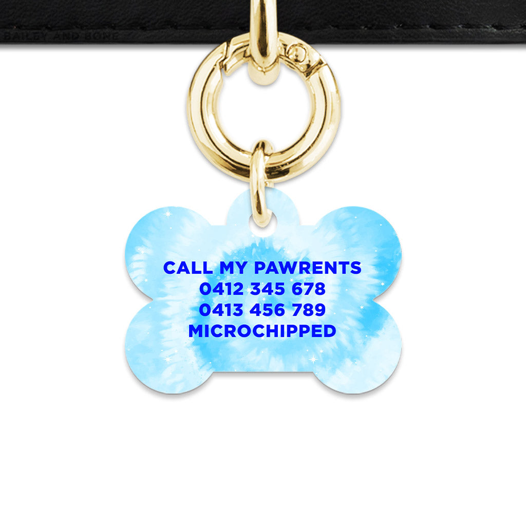 Bailey And Bone Pet Tag Pastel Blue Tie Dye Pet Tag