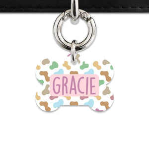 Bailey And Bone Pet Tag Pastel Cow Print Pet Tag