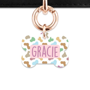 Bailey And Bone Pet Tag Pastel Cow Print Pet Tag