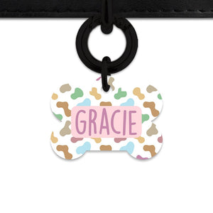 Bailey And Bone Pet Tag Pastel Cow Print Pet Tag