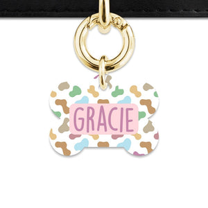 Bailey And Bone Pet Tag Pastel Cow Print Pet Tag
