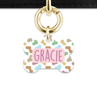 Bailey And Bone Pet Tag Pastel Cow Print Pet Tag