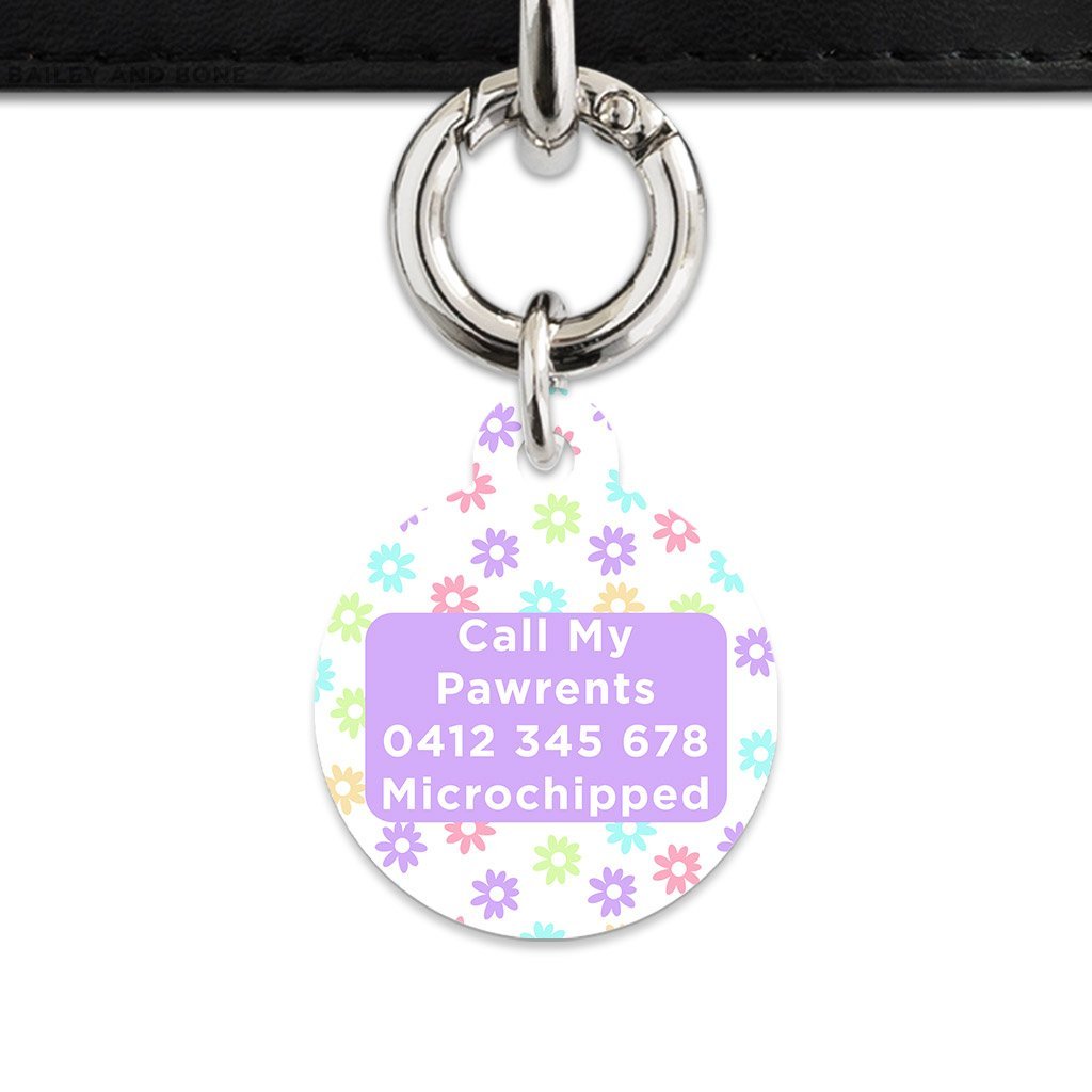 Bailey And Bone Pet Tag Pastel Daisy Pattern Pet Tag