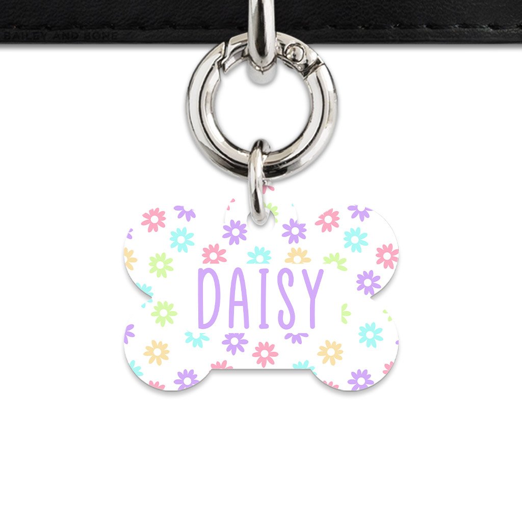 Bailey And Bone Pet Tag Pastel Daisy Pattern Pet Tag