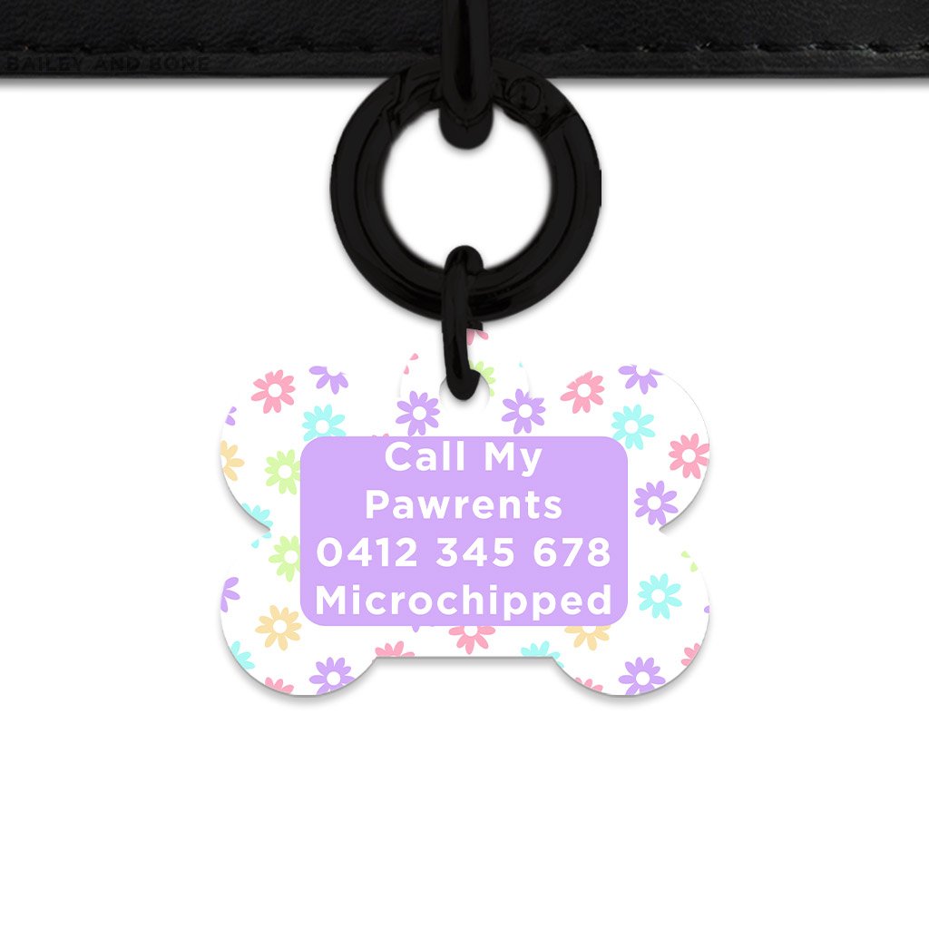 Bailey And Bone Pet Tag Pastel Daisy Pattern Pet Tag