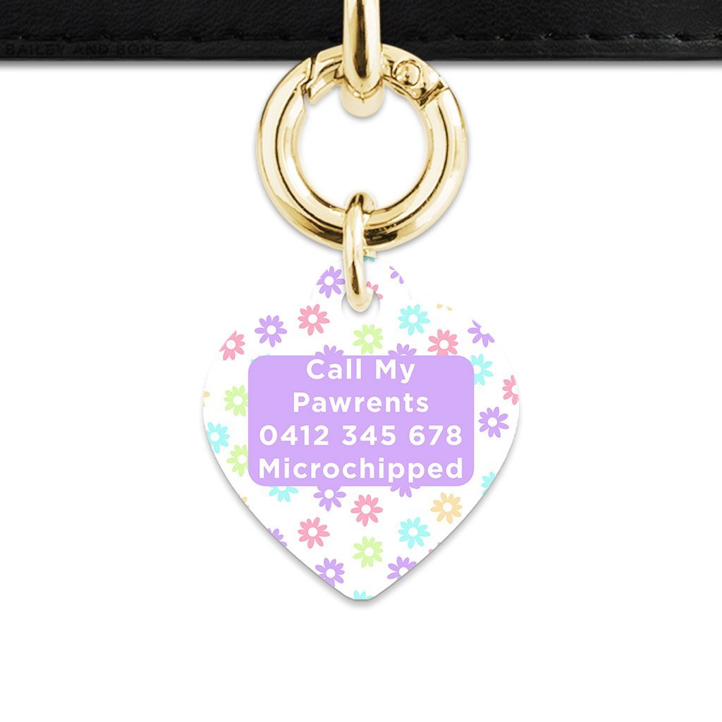 Bailey And Bone Pet Tag Pastel Daisy Pattern Pet Tag