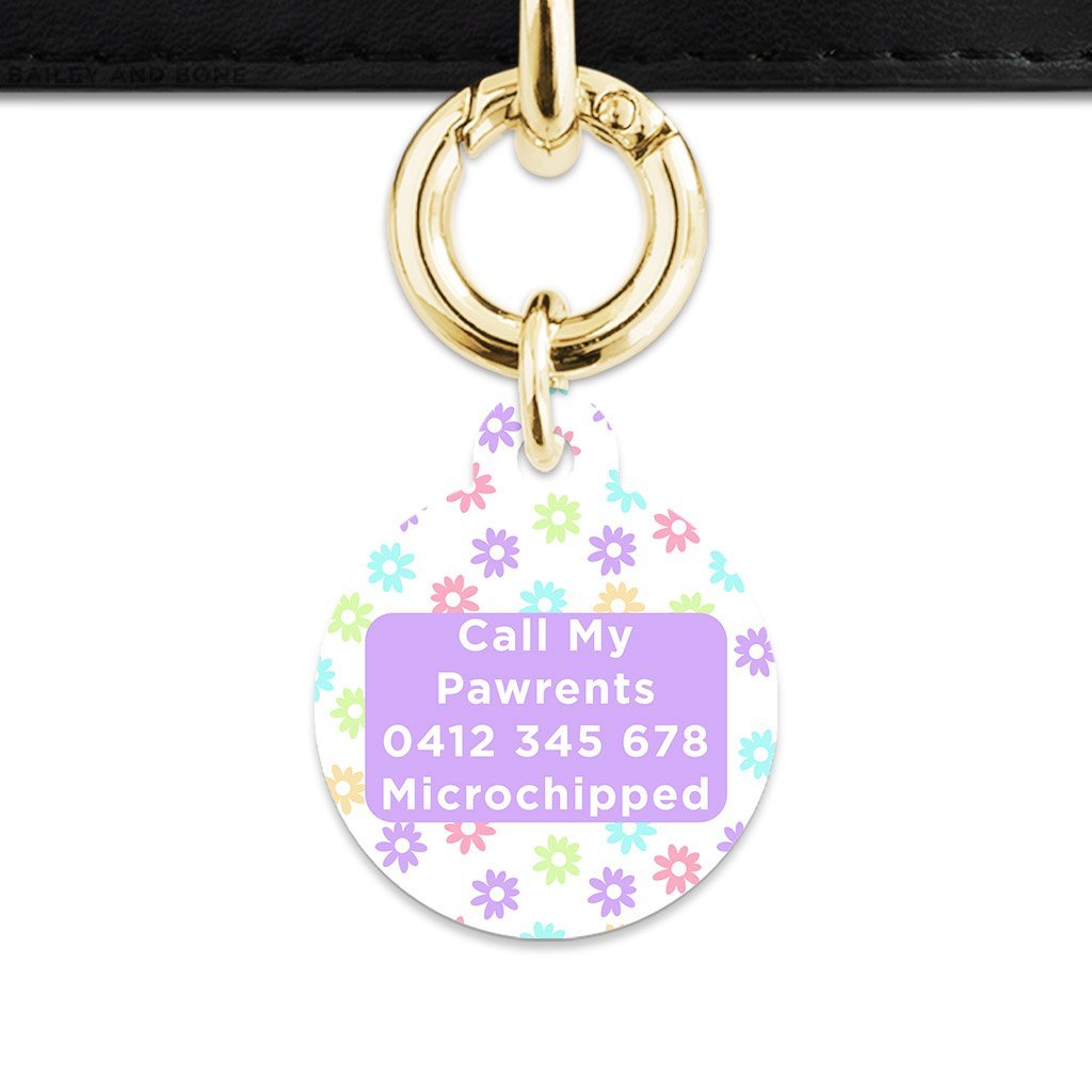 Bailey And Bone Pet Tag Pastel Daisy Pattern Pet Tag