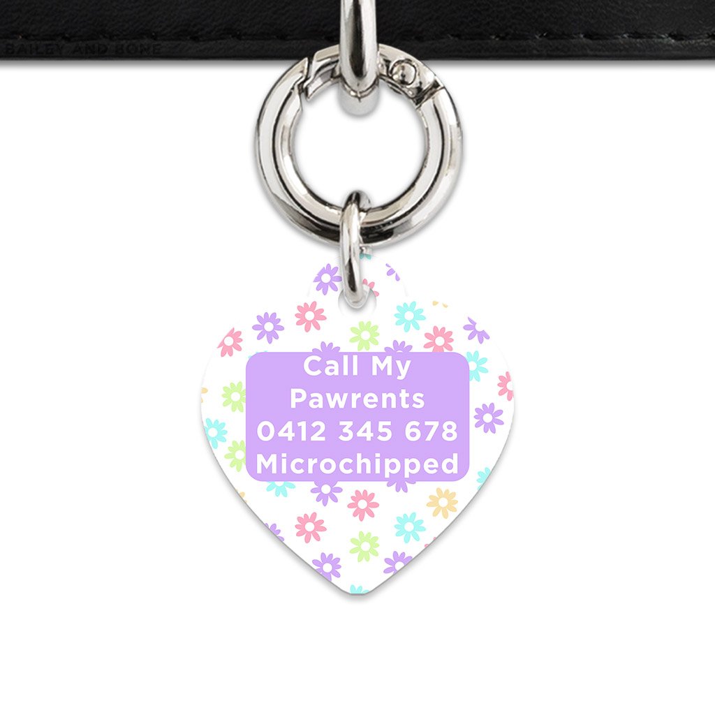 Bailey And Bone Pet Tag Pastel Daisy Pattern Pet Tag