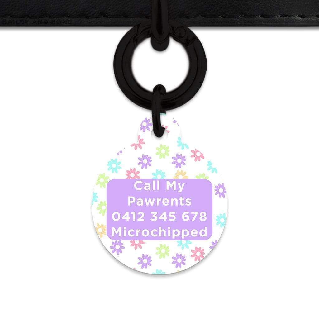 Bailey And Bone Pet Tag Pastel Daisy Pattern Pet Tag