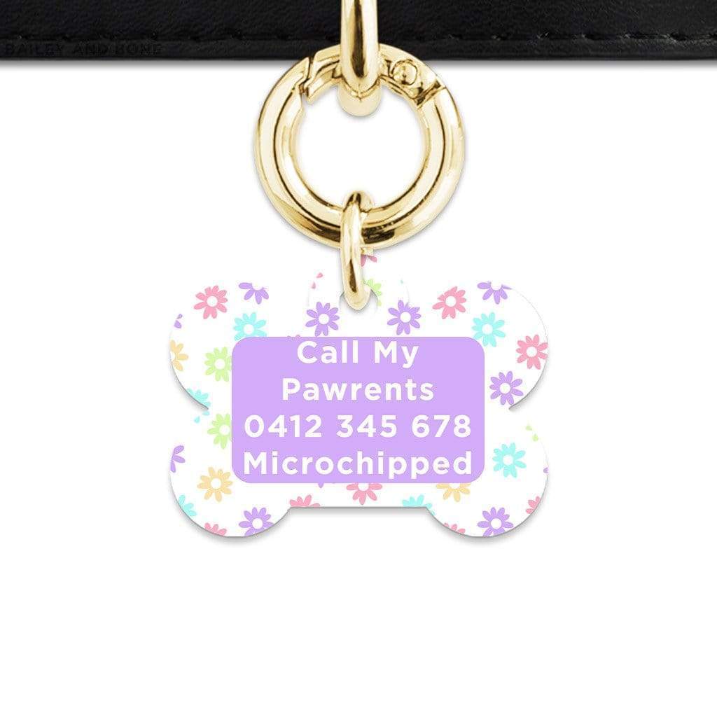 Bailey And Bone Pet Tag Pastel Daisy Pattern Pet Tag