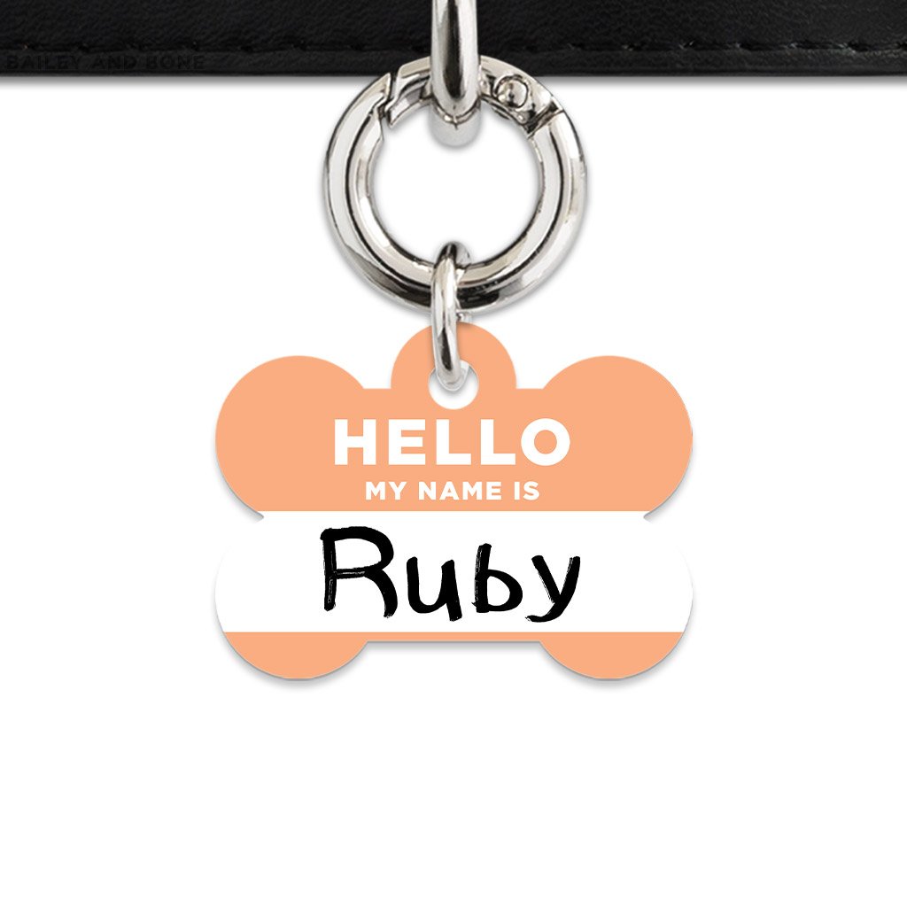 Bailey And Bone Pet Tag Pastel Orange Hello My Name Is Pet Tag