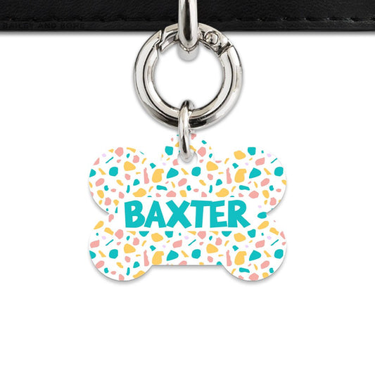 Bailey And Bone Pet Tag Pastel Terrazzo Pattern Pet Tag