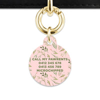 Bailey And Bone Pet Tag Pink And Green Garden Leaves Pet Tag