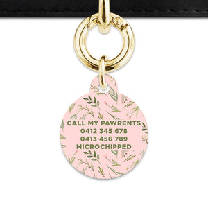 Bailey And Bone Pet Tag Pink And Green Garden Leaves Pet Tag
