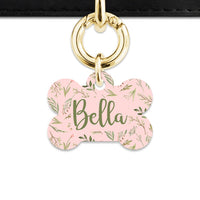 Bailey And Bone Pet Tag Pink And Green Garden Leaves Pet Tag