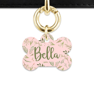 Bailey And Bone Pet Tag Pink And Green Garden Leaves Pet Tag