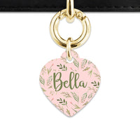 Bailey And Bone Pet Tag Pink And Green Garden Leaves Pet Tag