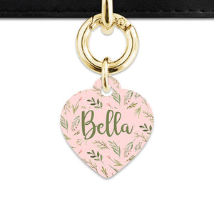 Bailey And Bone Pet Tag Pink And Green Garden Leaves Pet Tag
