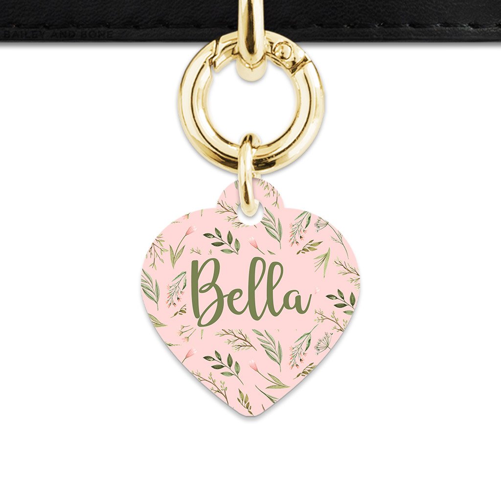 Bailey And Bone Pet Tag Pink And Green Garden Leaves Pet Tag