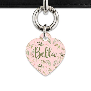 Bailey And Bone Pet Tag Pink And Green Garden Leaves Pet Tag