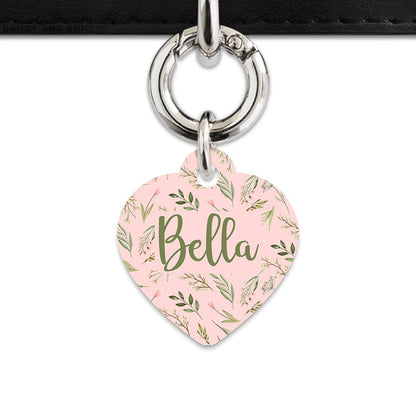 Bailey And Bone Pet Tag Pink And Green Garden Leaves Pet Tag