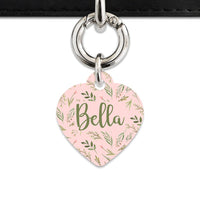 Bailey And Bone Pet Tag Pink And Green Garden Leaves Pet Tag