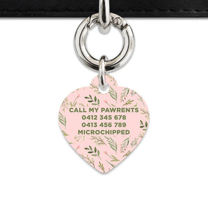 Bailey And Bone Pet Tag Pink And Green Garden Leaves Pet Tag