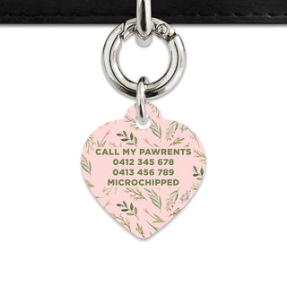 Bailey And Bone Pet Tag Pink And Green Garden Leaves Pet Tag