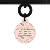 Bailey And Bone Pet Tag Pink And Green Garden Leaves Pet Tag