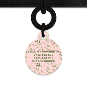 Bailey And Bone Pet Tag Pink And Green Garden Leaves Pet Tag