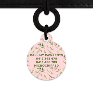 Bailey And Bone Pet Tag Pink And Green Garden Leaves Pet Tag