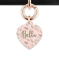 Bailey And Bone Pet Tag Pink And Green Garden Leaves Pet Tag
