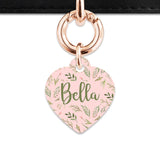 Bailey And Bone Pet Tag Pink And Green Garden Leaves Pet Tag