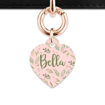 Bailey And Bone Pet Tag Pink And Green Garden Leaves Pet Tag