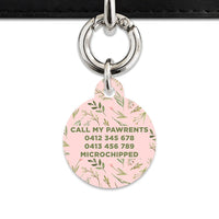 Bailey And Bone Pet Tag Pink And Green Garden Leaves Pet Tag